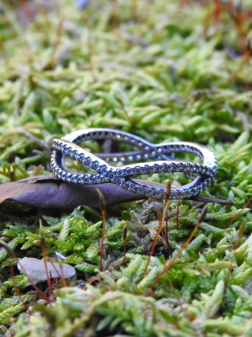 Retired Pandora Sterling Silver Crossing Paths Ring with Clear Zirconia - Picture 3 of 7